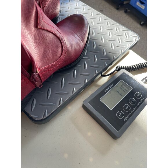 Chicos Giselle Ankle Boots Size 8 Red Faux Leather Plaid Lining Western Rodeo - Picture 7 of 9